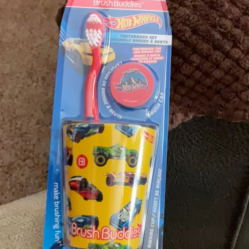 Hot Wheels brush buddies toothbrush set with cup and Blippi brush set - boys